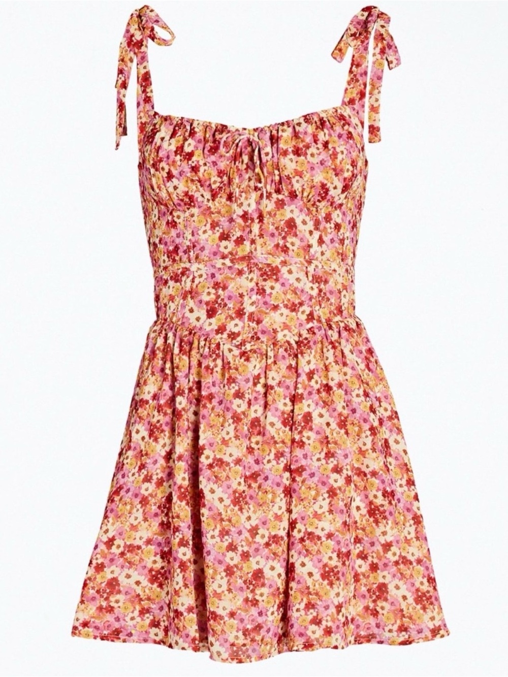 For Love And Lemons Pink Floral Tie-Shoulder Sundress